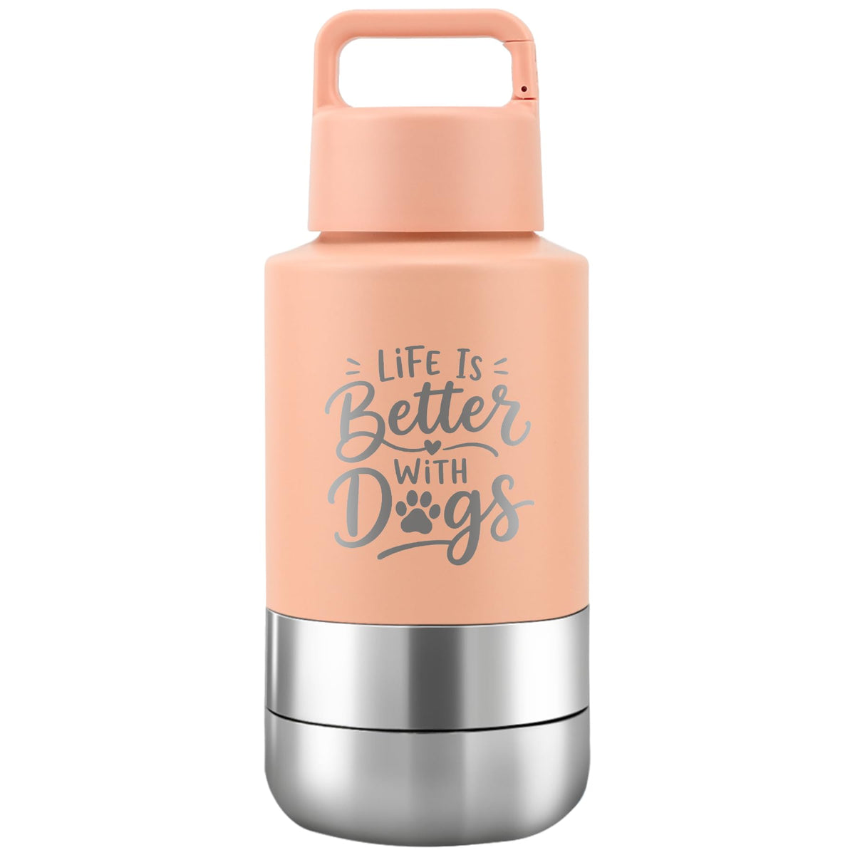 KEWIXY Insulated Dog Travel Water Bottle with Detachable Bowls, 3 in 1 Portable Dog Water Bottle Dispenser, Dog Accessories for Walking, Hiking, Camping, Outdoor (Navy Blue, 32 Oz)