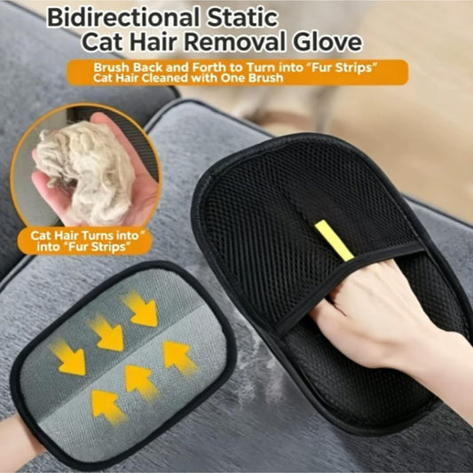 2 Pack Double Sided Static Pet Hair Remover Gloves, Reusable Lint Mitt for Cat Dog Couch Furniture Clothes