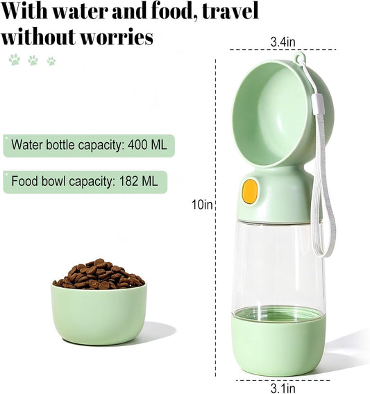 Portable Dog Water Bottle with Food Container 2 in 1