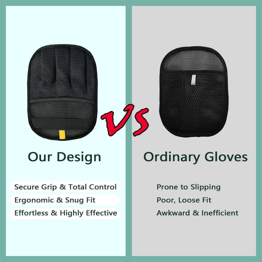 2-Pack Reusable Electrostatic Pet Hair Remover Gloves for Furniture, Carpets, Car Interiors & Auto Upholstery.