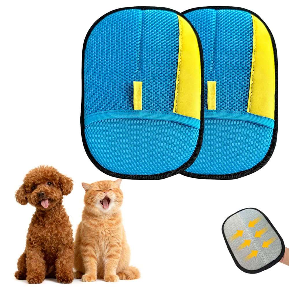 Pet Hair Removal Gloves for Cat Dog Hair, 2 Pack Electrostatic Reusable