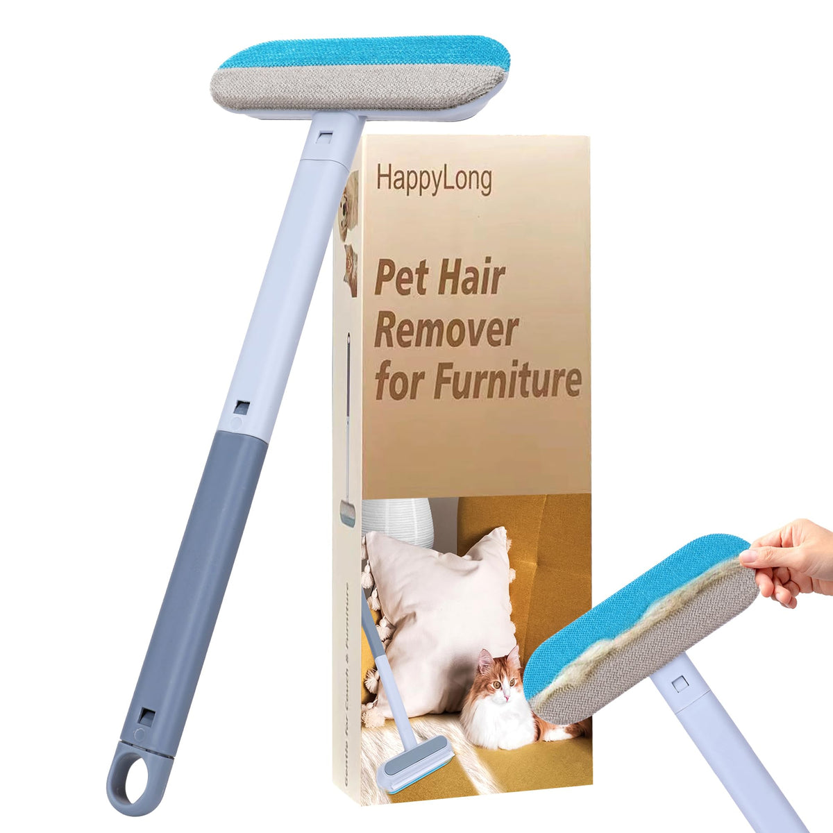 Pet Hair Remover for Furniture-17.3" Reusable Lint Brush for Dog & Cat Hair