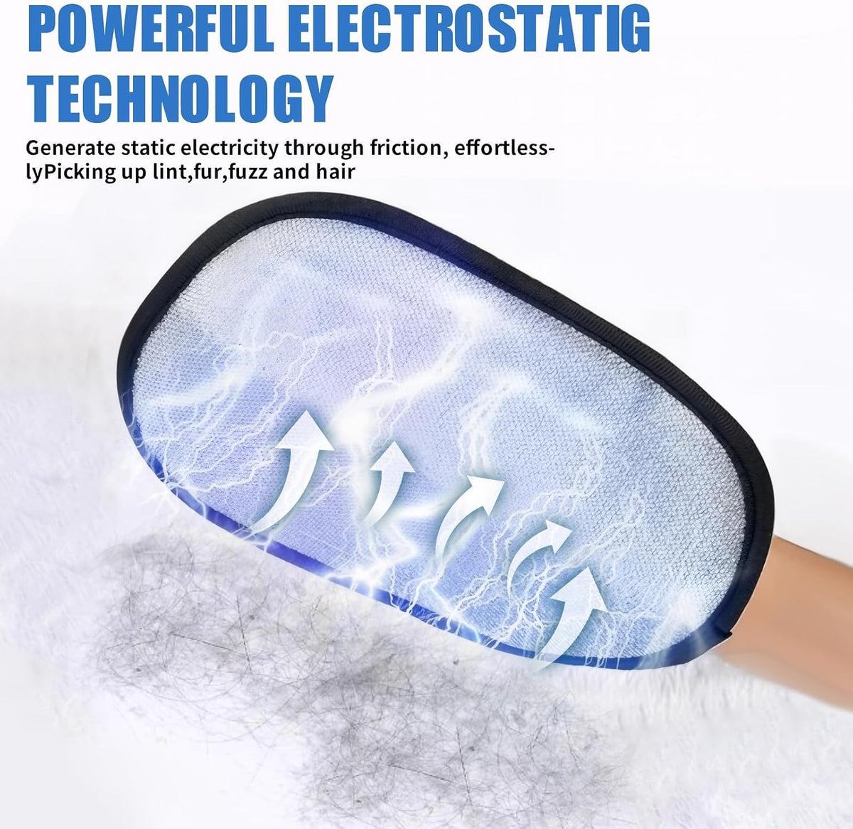Upgraded Electrostatic Pet Hair Removal Glove for Dogs & Cats 5-Finger Magic Brush Design Reusable Hair Remover for Couch, Carpet, Car Seat, Laundry & Clothing Quick Cleaning Tool for Pet Owners