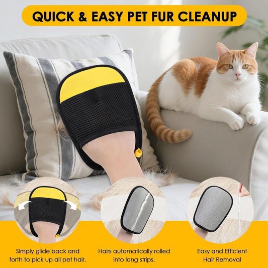 SAWMONG Pet Hair Remover Gloves 2-Pack – Extra-Wide Static Dog & Cat Hair Remover for Couch, Carpet, Clothes & Car Seats, Reusable Lint Roller Alternative