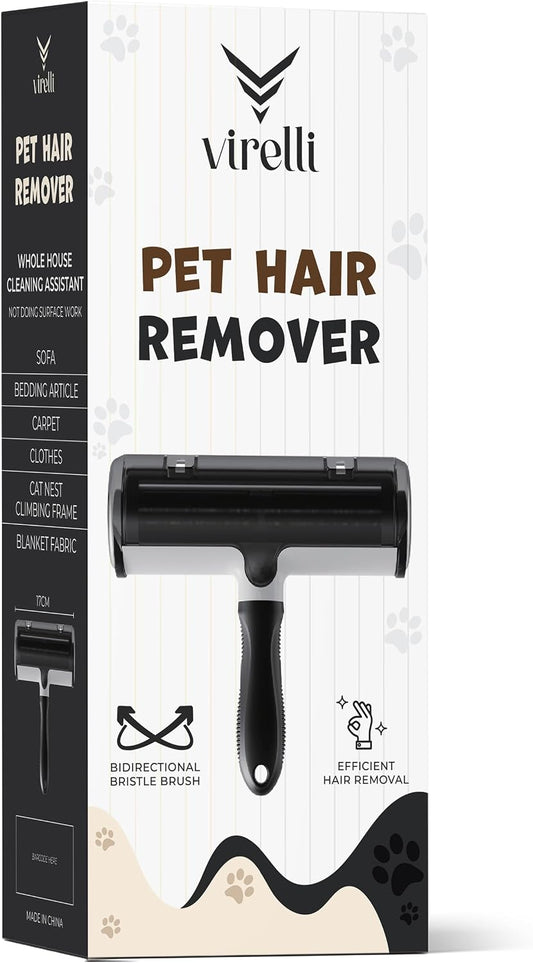 Reusable Pet Hair Remover Pro - Dog & Cat Hair Remover for Furniture, Couch, Carpet & Bedding - Professional Lint Roller for Pet Fur & Upholstery (Gray)