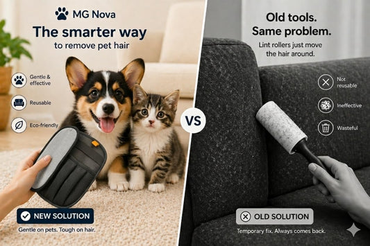 Pet Hair Remover Gloves (2 Pack) for Furniture & Clothes - Reusable Lint Cleaning Mitt for Dog & Cat Hair - Sofa, Car, Couch & Home - Easy to Use & Wash