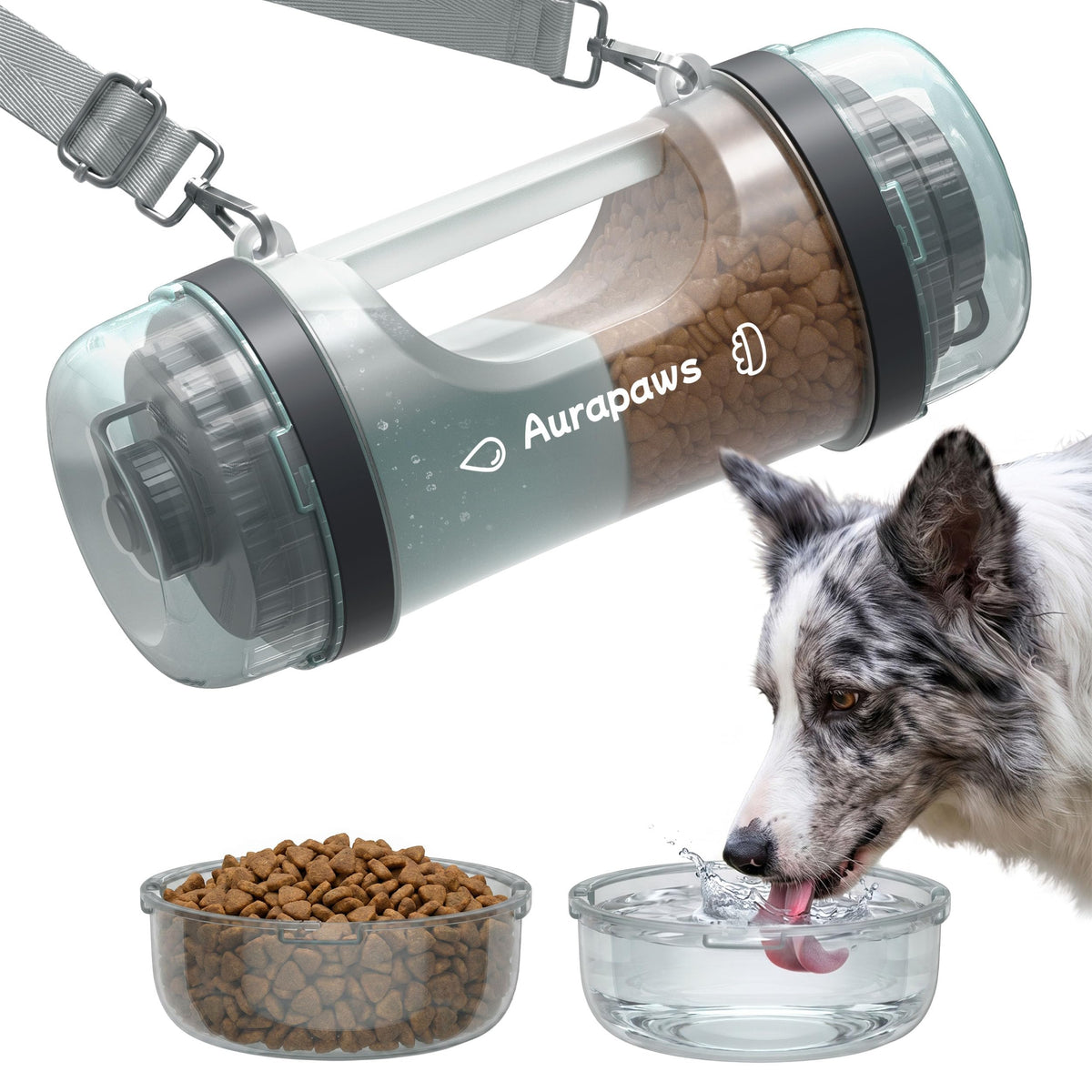 Dog Water Bottle Portable 33.5oz with Food Container & 2 Bowls