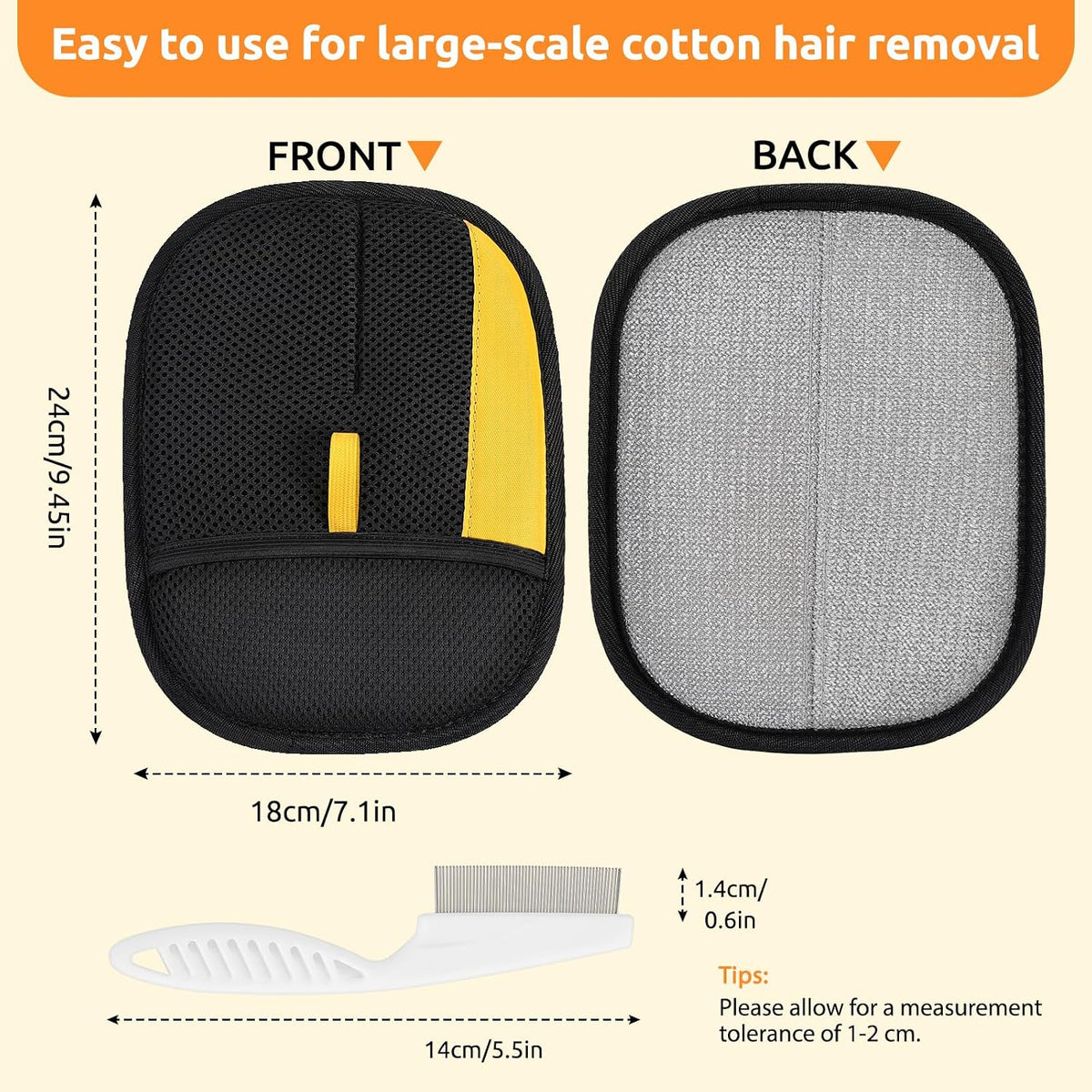 SAWMONG 2Pcs Pet Hair Remover Glove With Comb for Dogs & Cats