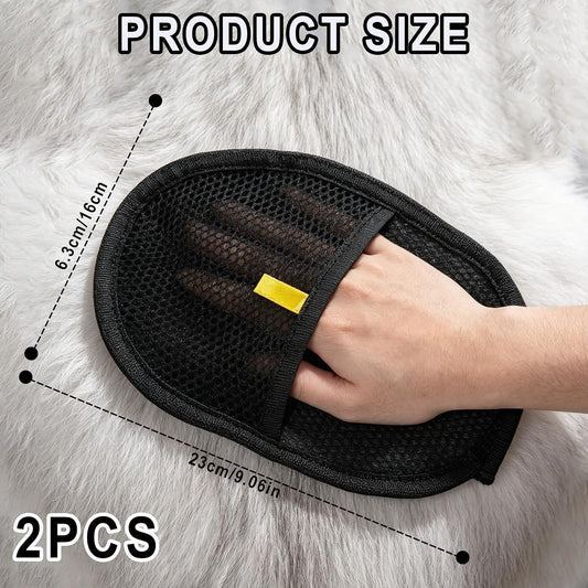 2Pcs Pet Hair Removal Glove Reusable Pet Glove Electrostatic Pet Grooming Remover for Cats and Dogs Extra Large Size for Couch Carpet Car Seat Clothes Laundry
