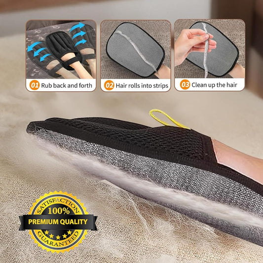 2-Pack Electrostatic Pet Hair Removal Gloves - Reusable Grooming & Cleaning Gloves for Dogs and Cats, Furniture, Clothing, Car Interiors, Beds & Couches (Fit All Hand Sizes)