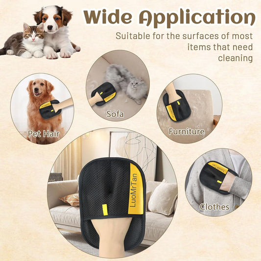 2 Pack Pet Hair Removal Gloves, Reusable Electrostatic Pet Hair Remover, Newly Upgraded Efficient Lint Remover Tool for Dog & Cat Hairfor Couch, Furniture, Car Seat, Carpet, Clothing