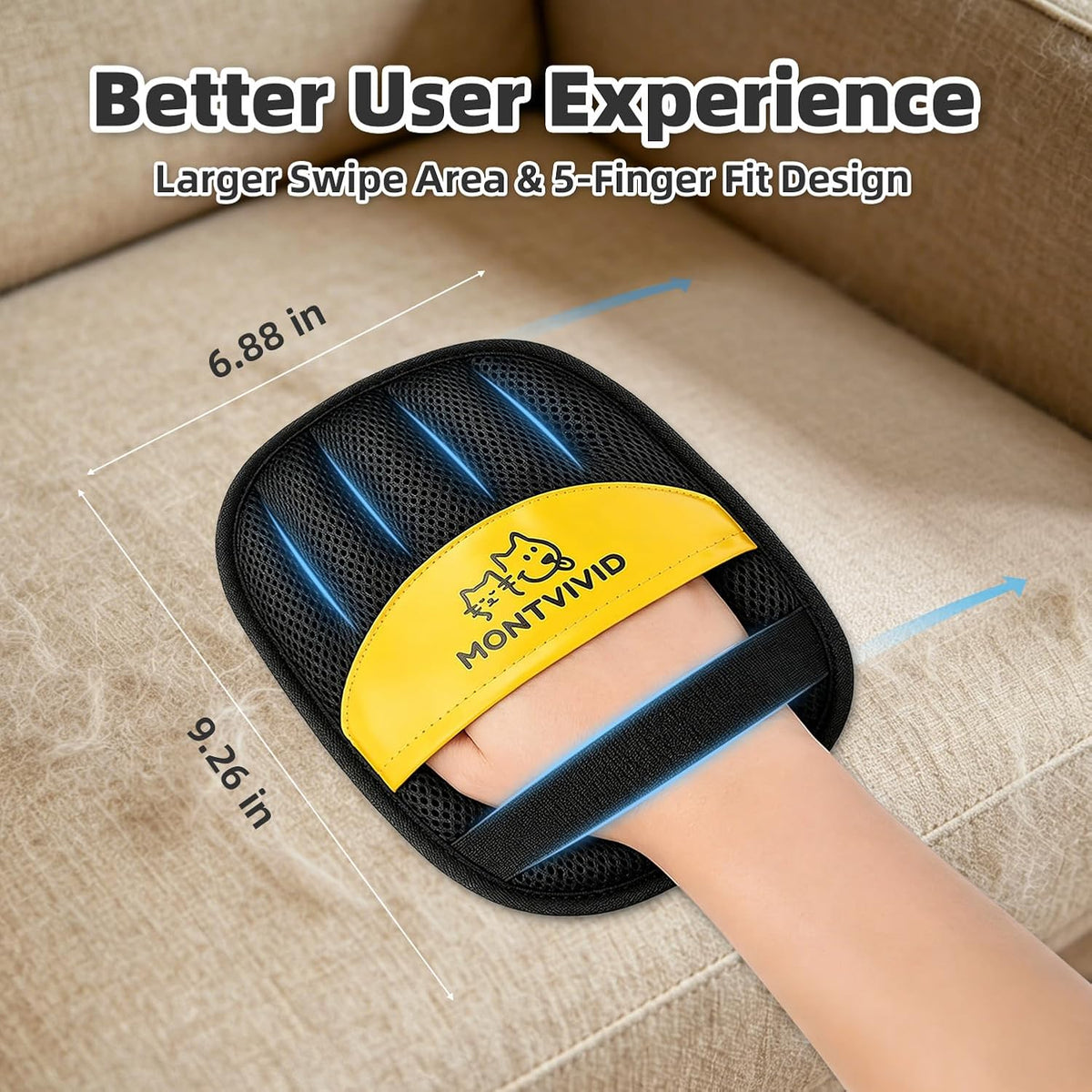 Pet Hair Removal Glove for Cats & Dogs,Newly Upgraded electrostatic pet Hair Remover Glove, Reusable Magic Brush Pet Hair Remover Tool for Furniture,Couch,Carpets,Laundry,Car Seat (1)