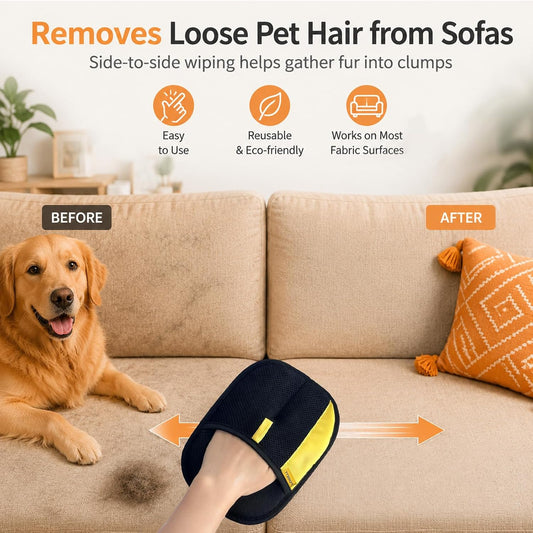 Pet Hair Removal Gloves for Cat Dog Hair, 2 Pack Electrostatic Reusable