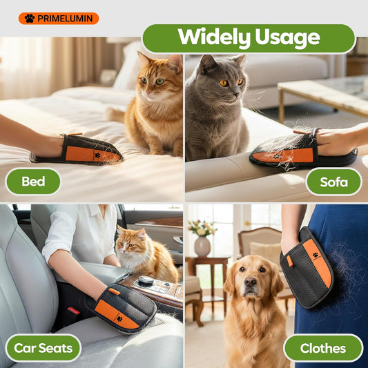Pet Hair Remover Glove for Dogs & Cats 2026 Upgraded Design Reusable Electrostatic Fur Remover Mitt for Couch, Furniture, Carpet, Car Seats & Clothes, Fast & Effortless Cleaning