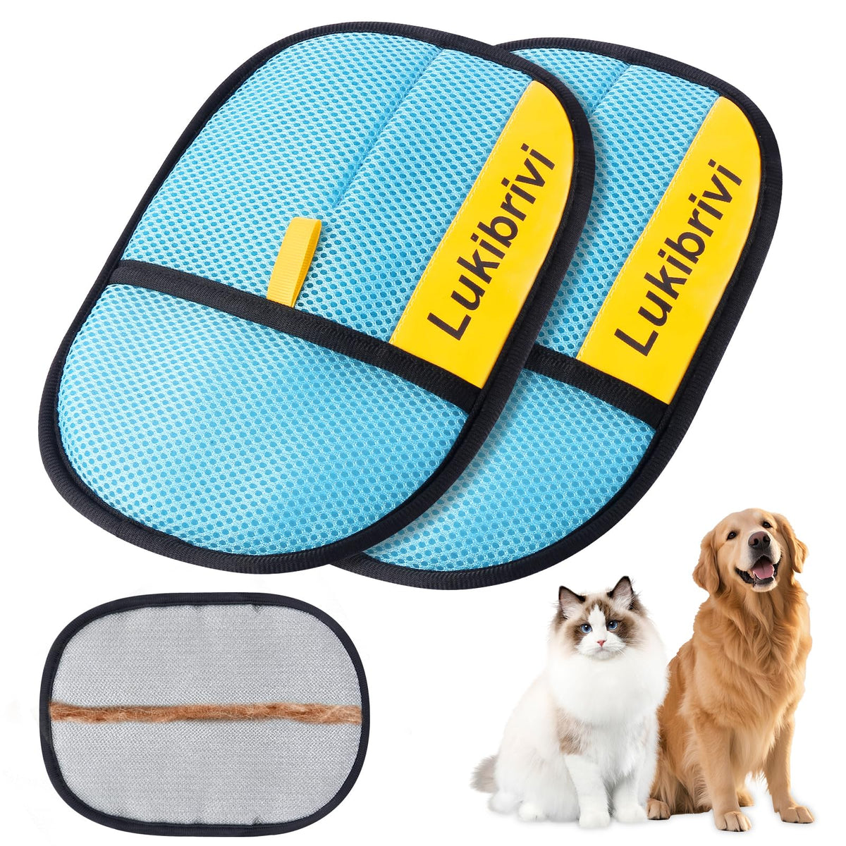 Pet Hair Removal Glove for Dogs & Cats - Upgraded Reusable Electrostatic Pet Hair Glove, Gentle Grooming Mitt, Pet Hair Remover Tool for Laundry, Couch, Carpet & Car Seat,2 Pack