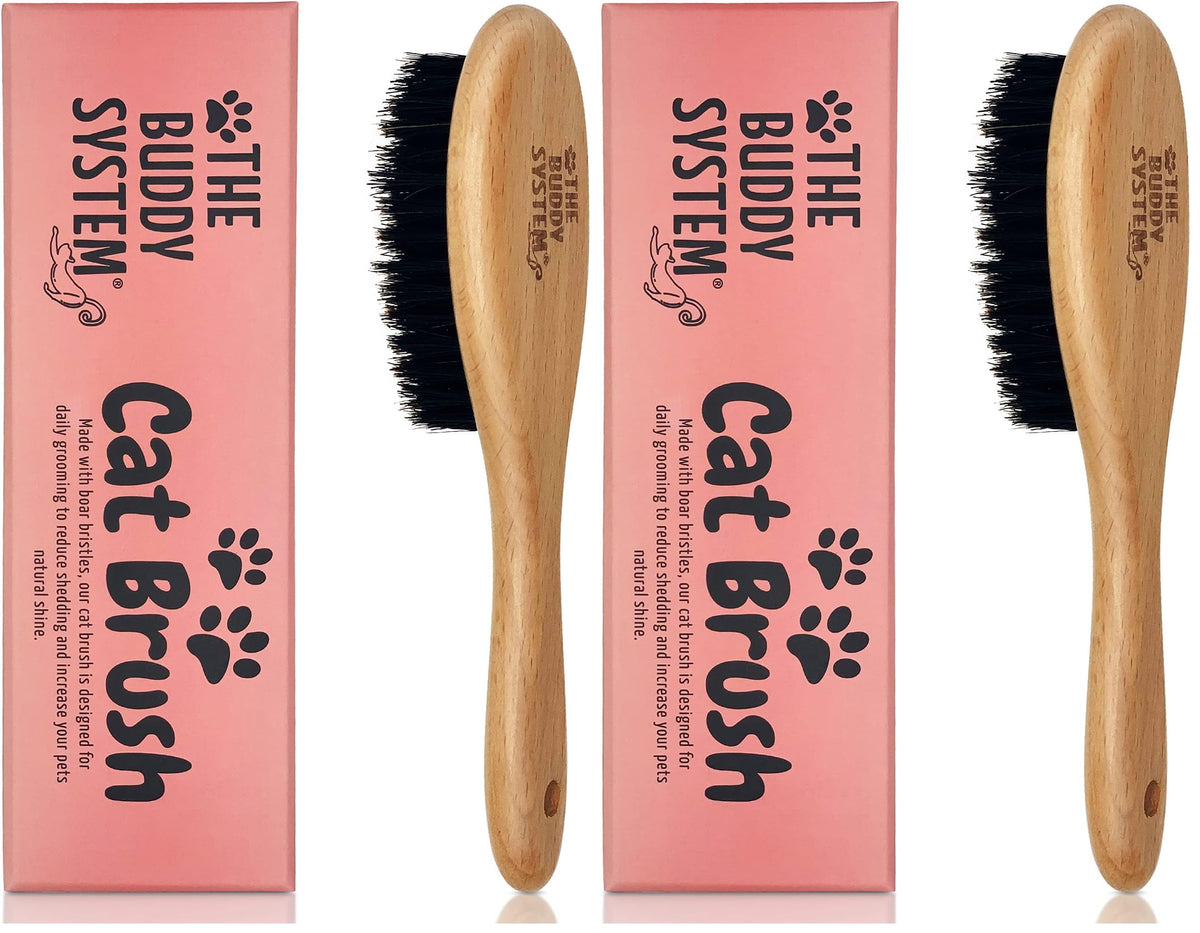 The Buddy System - Soft Cat Brush with Boar Bristles, 1 Pack