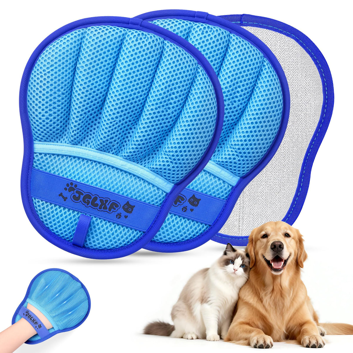Pet Hair Removal Glove Cat & Dog, Electrostatic Reusable Hair Remover Tool