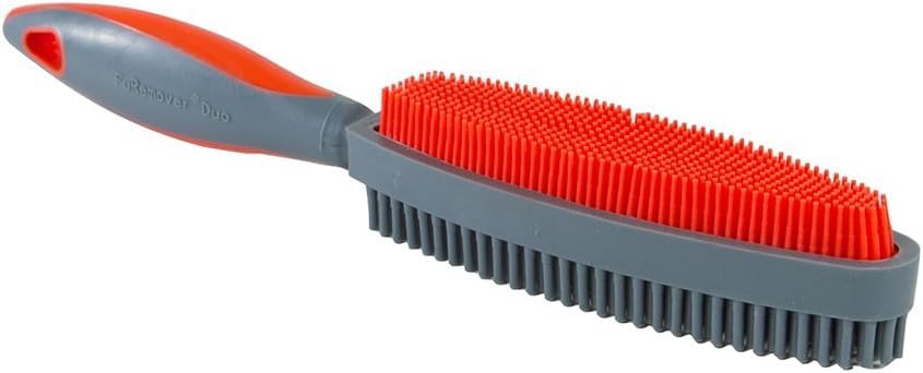 FURemover Plus Pet Hair Rubber Brush with Squeegee, Easily Remove Fur and Lint from Clothing, Carpets and Furniture, Gently Groom Dogs and Cats Wet or Dry, Black, 2 Pack
