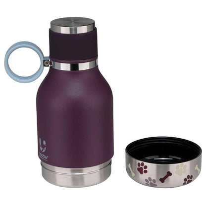 Asobu Buddy Bottle a Stainless Steel Insulated Water Bottle for with Removable Dog Water Bowl and Dog Food and Treat Storage Bowl (Wood, 37 oz Water Bottle with Bowl)