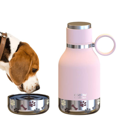 Asobu Buddy Bottle a Stainless Steel Insulated Water Bottle for with Removable Dog Water Bowl and Dog Food and Treat Storage Bowl (Wood, 37 oz Water Bottle with Bowl)