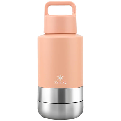 KEWIXY Insulated Dog Travel Water Bottle with Detachable Bowls, 3 in 1 Portable Dog Water Bottle Dispenser, Dog Accessories for Walking, Hiking, Camping, Outdoor (Navy Blue, 32 Oz)