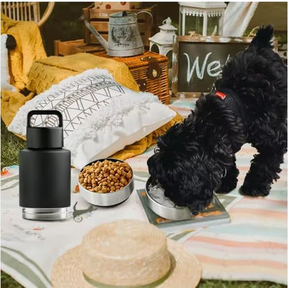 Insulated Water Bottle for Dog | Ideal Dog Mom Gifts | 34 oz Leakproof Travel Bottle | Convenient Travel Dog Bowls | Perfect for Hydration on the Go | 3 in 1 Portable Solution for Pet Owners (Orange)