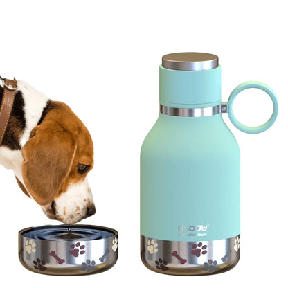 Asobu Buddy Bottle a Stainless Steel Insulated Water Bottle for with Removable Dog Water Bowl and Dog Food and Treat Storage Bowl (Wood, 37 oz Water Bottle with Bowl)