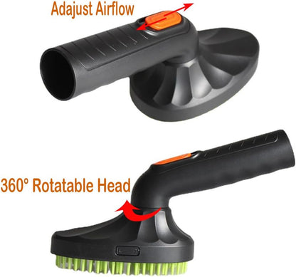 Pet Hair Brush, 1.25"(32mm) Vacuum Cleaner Attachment for Dog & Cat Grooming, 360-degree Rotatable Head, Easy to Wash, Fits Most Vacuum Cleaners, Green