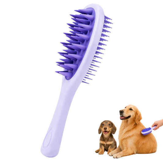Dog Brush for Shedding, Long Handle Silicone Dog Bath Brush for Dogs and Cats, Dog Shampoo Brush and Scrubber for Bath, Pet Grooming Brush for Wet Dry Massage and Deshedding