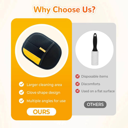 Pet Hair Removal Gloves, Electrostatic Pet Hair Remover for Furniture, Washable Dog Cat Grooming Gloves for Pets, Reusable Dogs Cats Hair Gloves for Bed Sheets Couch Clothes Carpet Car Seat (Orange)