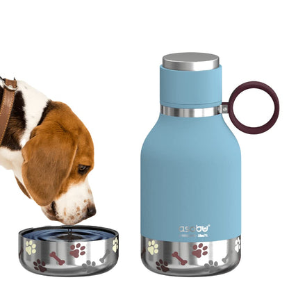 Asobu Buddy Bottle a Stainless Steel Insulated Water Bottle for with Removable Dog Water Bowl and Dog Food and Treat Storage Bowl (Wood, 37 oz Water Bottle with Bowl)