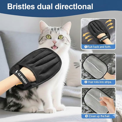 Pet Hair Removal Glove for Dog and Cat Hair, Reusable Electrostatic Hair Remover Tool By Az Smash.