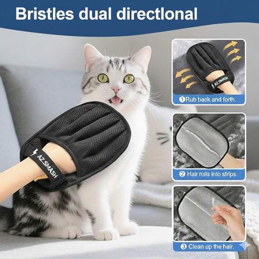 Pet Hair Removal Glove for Dog and Cat Hair, Reusable Electrostatic Hair Remover Tool By Az Smash.