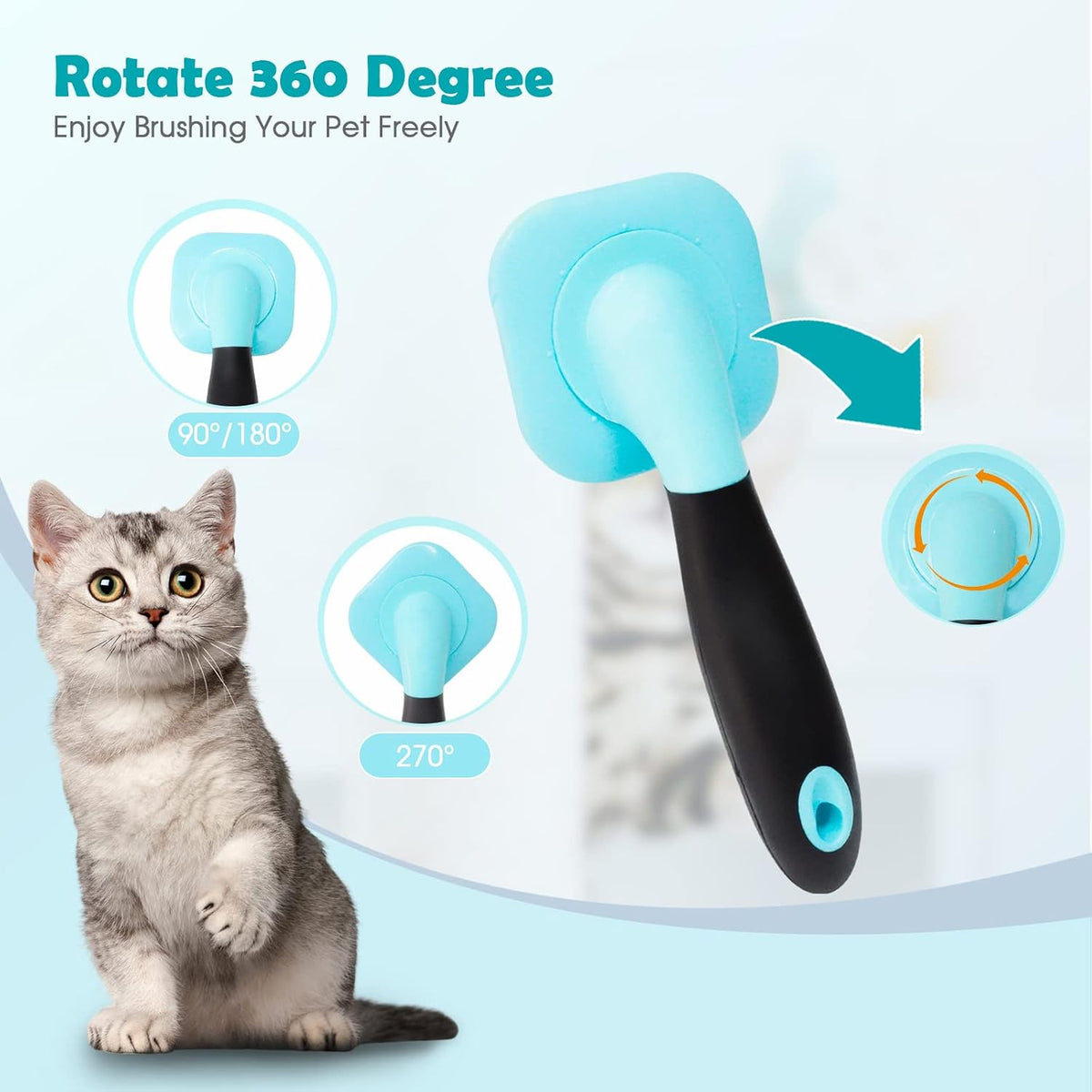 Slicker Brush, Dog Brush Gently Cleaning Pin Brush For Shedding Dog Hair Brush For Small Dogs Puppy Yorkie Poodle Rabbits Cats One Size Blue