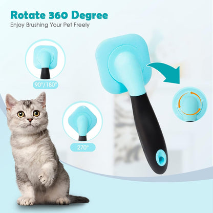 Slicker Brush, Dog Brush Gently Cleaning Pin Brush For Shedding Dog Hair Brush For Small Dogs Puppy Yorkie Poodle Rabbits Cats One Size Blue