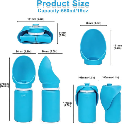 Dog Water Bottle Portable, Large Wide-Mouth Drinking Bowl (Blue)