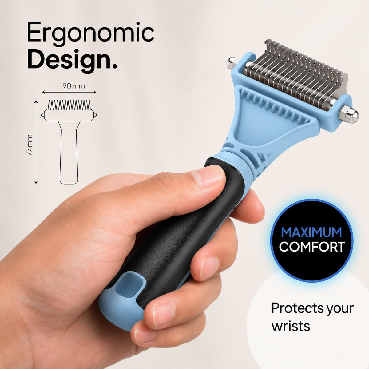 Pretty Paw Cat Brush for Indoor Cats & Long Hair with Gentle Massage, Blue