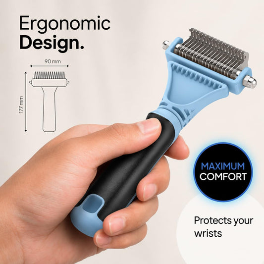 Pretty Paw Cat Brush for Indoor Cats & Long Hair with Gentle Massage, Blue