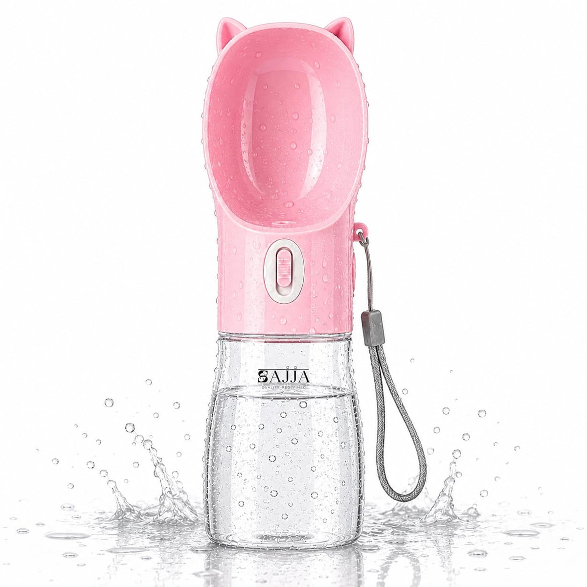 Dog Water Bottle Dispenser 380ml – Leak-Proof Lock, One-Hand Operation | Portable Pet Travel Water Bottle with Built-in Bowl | Purple-Don't Forget to Claim Your