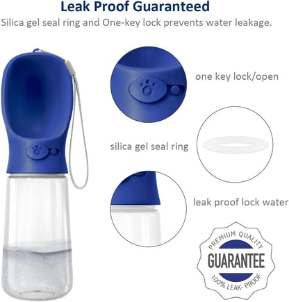 WePet Portable Dog Water Bottle, 19 OZ, Leak Proof Puppy Water Dispenser with Drinking Feeder for Pets Outdoor Walking, Hiking, Travel, Food Grade Plastic