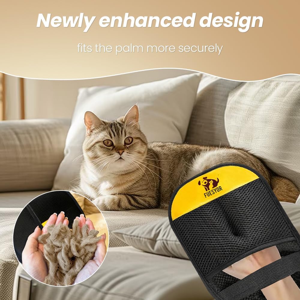 2 Pack Pet Hair Remover Gloves for Dogs & Cats, Reusable Static Fur Remover Mitt, Lint Cleaner for Clothes, Couch, Carpet, Car Seats
