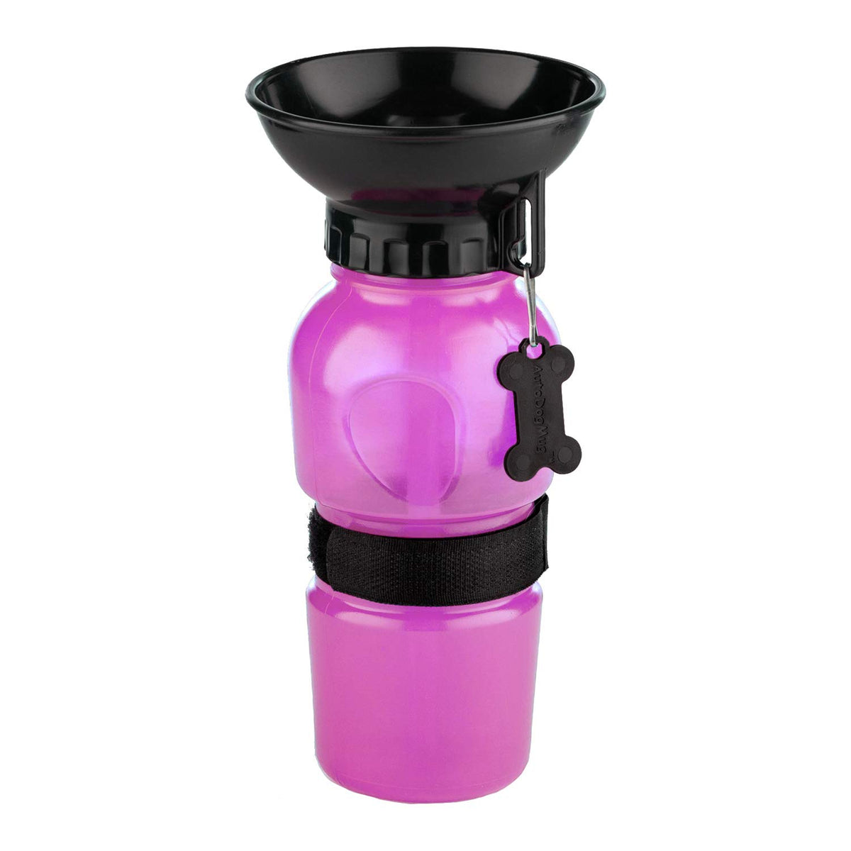 Highwave AutoDogMug Dog Water Bottle with Built-in Bowl, 20 oz, Pink