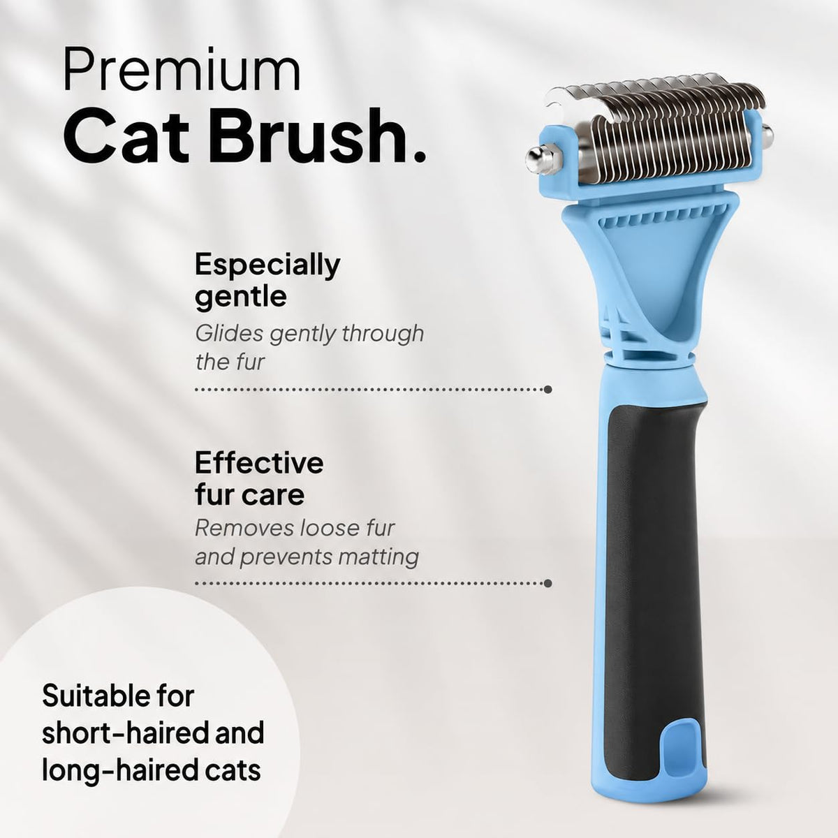 Pretty Paw Cat Brush for Indoor Cats & Long Hair with Gentle Massage, Blue