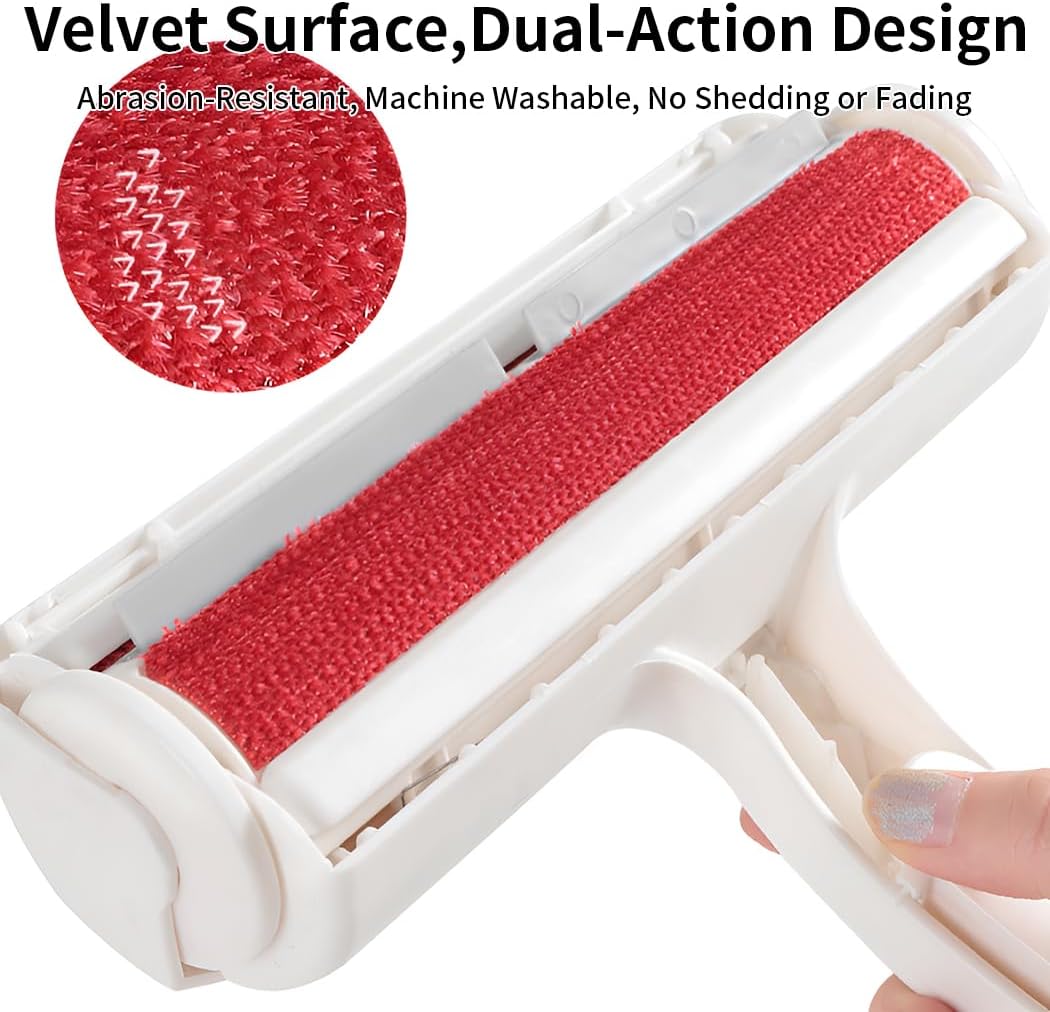 Pet Hair Remover Brush,2-in-1 Deshedding Tool & Lint Roller for Furniture,Carpet,Couch,Car Seats-Effective Dog & Cat Hair Brush for Grooming and Home Cleaning