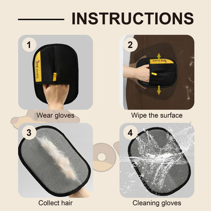 2-PCS Pet Hair Remover Gloves with A Hair/Lint Removal Tool, Reusable Magic Brush Pet Hair Removal Glove for Dogs & Cats, Remove Dog/Cat Hair from Couch, Carpet, Car Seat.
