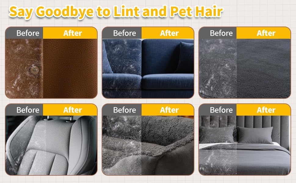 Pet Hair Remover Kit for Dogs & Cats – Reusable Lint Roller & Grooming Glove, Removes Pet Hair from Furniture, Couch, Carpet, Clothes & Car Seats, Portable Fur Remover, No Refills