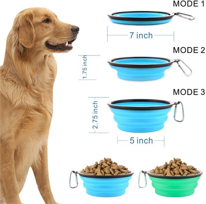 Large Collapsible Dog Bowls, 34oz Travel Water Food Bowls Portable Foldable Collapse Dishes with Carabiner Clip for Traveling, Hiking, Walking, 2 Pack (Light Blue + Light Green)