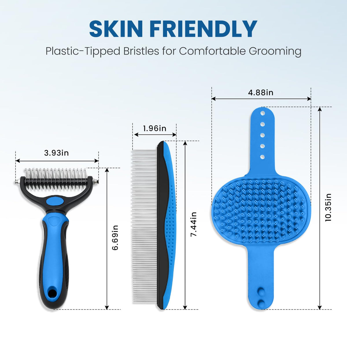 Dog Grooming Rake 4-in-1 Kit - Deshedding Undercoat Rake, Dematting Comb & Bath Massager for Dogs & Cats - Reduces Shedding up to 95% - Rounded Teeth for Sensitive Skin, Long & Short Hair