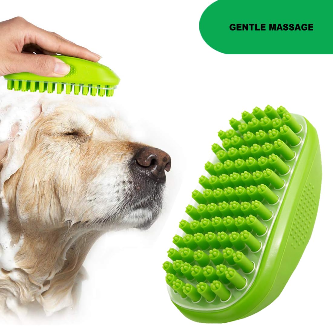 Rubber Curry Brush for Short Haired Dogs, Gentle Curry Comb
