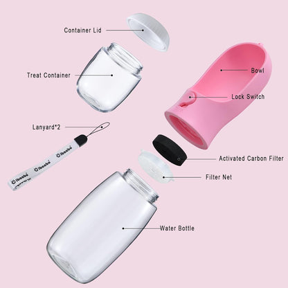 Cibaabo Dog Water Bottle Portable with Food Container & Filter for Travel